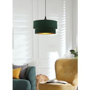 Závesná lampa Scopello 1x60 e27 tienidlo duo 35+30 velúr fľaškovo zelená + zlatá vyobraziť