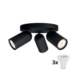 Philips - LED RGBW Stmievateľné bodové svietidlo PONGEE 3xGU10/4, 8W/230V čierna +DO P2054+3xAI2362 vyobraziť