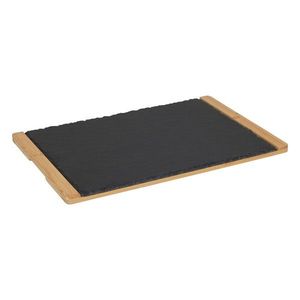 Břidlicová servírovací deska GRAVO 45x30 cm s bambusovým rámem šedá/hnědá vyobraziť