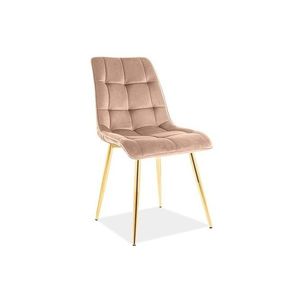 Čalúnená jedálenská stolička Chic Gold Velvet béžová vyobraziť