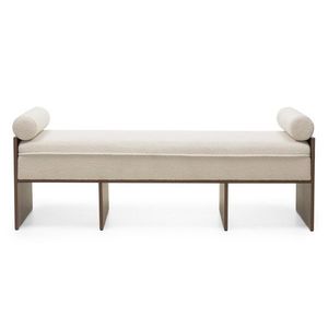 Čalúnená lavica Loppo 150 cm bouclé béžová/orech Wisconsin vyobraziť