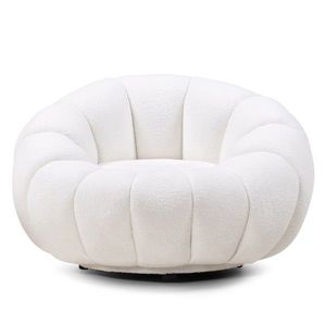 Dizajnové relaxačné kreslo VENEZIA 100 cm boucle biele vyobraziť