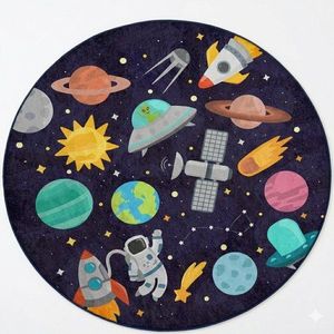Tmavomodrý prateľný detský hrací koberec ø100 cm Into The Space – Mila Home vyobraziť