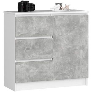 Komoda JERRY K 80 cm 1 dvere 3 zásuvky biela/betón vyobraziť