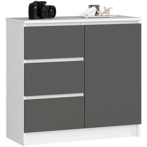 Komoda JERRY K 80 cm 1 dvere 3 zásuvky biela/šedá vyobraziť