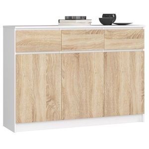 Komoda Karolína 140 cm 3 skrinky a 3 zásuvky biela/sonoma vyobraziť