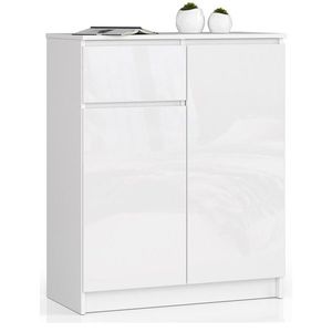 Komoda Kiara 80 cm 2 skrinky a 1 zásuvka biely lesk vyobraziť