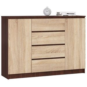 Komoda Kryštof 140 cm 2 skrinky a 4 zásuvky wenge/sonoma vyobraziť