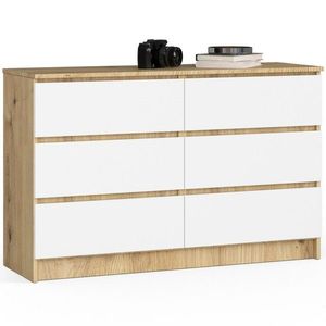 Komoda Kuba 120 cm 6 zásuviek dub artisan/biela vyobraziť