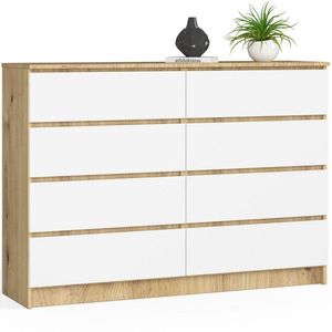 Komoda Kuba 140 cm 8 zásuviek dub artisan/biela vyobraziť