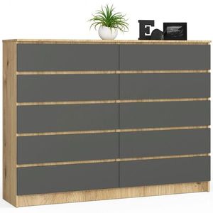 Komoda Kuba 160 cm 10 zásuviek dub artisan/sivá vyobraziť