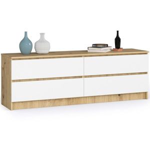Komoda Kuba 160 cm 4 zásuvky dub artisan/biela vyobraziť