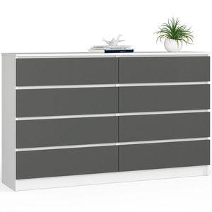 Komoda Kuba 160 cm 8 zásuviek biela/grafit vyobraziť