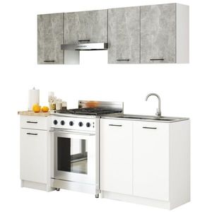 Kuchynská linka Olivie 1, 8 m betón/biela/dub sonoma vyobraziť