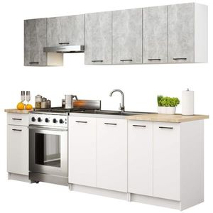 Kuchyňská linka Olivie 2, 4 m beton/bílá/dub sonoma vyobraziť
