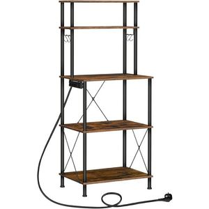 Kuchynský regál Vasagle Filo 60 cm so vstavanými zásuvkami čierny/hnedý vyobraziť