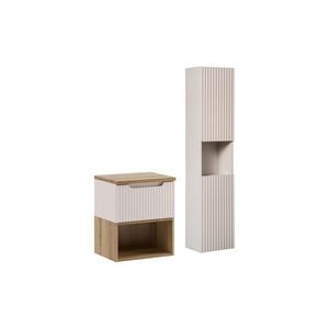 Kúpeľňová zostava Nova Cashmere II s doskou, regálom a skrinkami 50 cm kašmírová/dub coast evoke vyobraziť