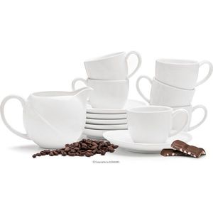 Porcelánový kávový servis na espresso 13 ks RESEDA pre 6 osôb biely vyobraziť
