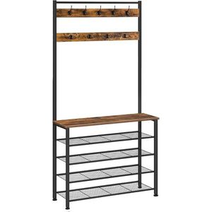 Předsíňový věšák s botníkem Vasagle Mjora 80 cm černý/hnědý vyobraziť