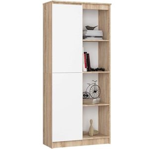Regál Rexa 80 cm 1 skrinka a 4 police dub sonoma/biela vyobraziť