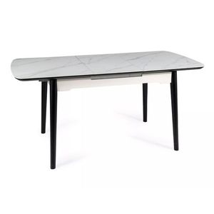 Rozkládací jídelní stůl Apollo 120/160 cm bílý mramor/černý vyobraziť