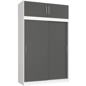 Šatníková skriňa s posuvnými dverami a nástavcom MONO CLP 150 cm biela/grafitovo sivá vyobraziť