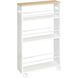 Úzky pojazdný kuchynský regál Vasagle Tonari 45 cm biely/hnedý vyobraziť