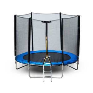 Záhradná trampolína so sieťou a rebríkom BLANDON 304 cm modrá/čierna vyobraziť