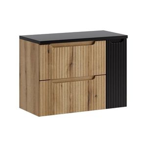 Závesná skrinka pod umývadlo Nova s doskou 80 cm dub coast evoke/čierna vyobraziť