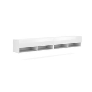 Závesný TV stolík Derby 200 cm biely mat/biely lesk vyobraziť