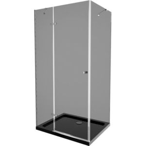 MEXEN/S - Roma sprchovací kút 90x100, grafit, chróm + čierna vanička so sifónom 854-090-100-01-40-4070 vyobraziť