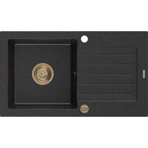 MEXEN/S - Pablo granitový drez 1-miska s odkvapkávačom 752 x 436 mm, čierna/strieborná mét 6510751010-73-G vyobraziť