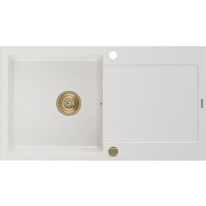 MEXEN/S - Leo granitový drez 1 s odkvapkávačom 900x500 mm, biela, + zlatý sifón 6501901010-20-G vyobraziť