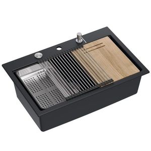 Quadron Quadron - Granitový drez MARC 110 WORKSTATION Black Oceľ HQM7650U7_BS vyobraziť