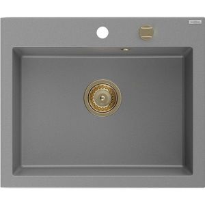 MEXEN/S MEXEN/S - Elix granitový drez 1-miska 600 x 500 mm, sivý, sifón zlatá 6525601005-71-G vyobraziť