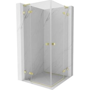 MEXEN/S - Lunar L Duo sprchovací kút dvere krídlové 70 x 70, transparent, zlato kartáčovaná 834L-070L-070P-55-00 vyobraziť