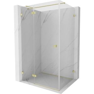 MEXEN/S - Lunar T sprchovací kút dvere krídlové ľavá 130 x 80, transparent, zlato kartáčovaná 834T-130-080-55-00-L vyobraziť