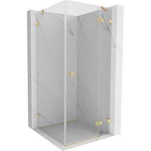 MEXEN/S - Lunar sprchovací kút dvere krídlové pravá 80 x 80, transparent, zlato kartáčovaná 834-080-080-55-00-P vyobraziť