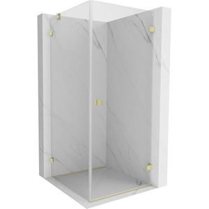 MEXEN/S - Lunar-B sprchovací kút dvere krídlové pravá 80 x 80, transparent, zlato kartáčovaná 832-080-080-55-00-P vyobraziť