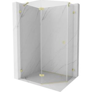 MEXEN/S - Lunar sprchovací kút päťboký krídlový ľavá 90 x 80, transparent, zlato kartáčovaná 831-090L-080P-55-00-L vyobraziť