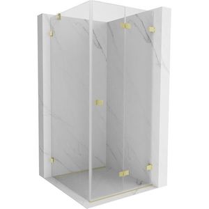MEXEN/S - Lunar-F sprchovací kút skladacie dvere pravá 80 x 80, transparent, zlato kartáčovaná 836-080-080-55-00-P vyobraziť