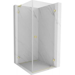 MEXEN/S - Lunar-B L sprchový kút dvere krídlové pravá 80 x 80, transparent, zlato kartáčovaná 832L-080-080-55-00-P vyobraziť