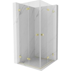 MEXEN/S - Lunar-F Duo sprchovací kút skladacie dvere 75 x 75, transparent, zlato kartáčovaná 836-075L-075P-55-00 vyobraziť