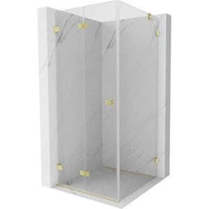 MEXEN/S - Lunar-F sprchovací kút skladacie dvere ľavá 100 x 100, transparent, zlato kartáčovaná 836-100-100-55-00-L vyobraziť