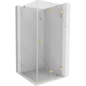 MEXEN/S - Lunar-F sprchovací kút skladacie dvere pravá 100 x 100, transparent, zlato kartáčovaná 836-100-100-55-00-P vyobraziť