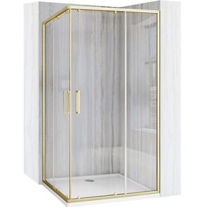 REA/S - Sprchovací kút City 80x100 Brush Gold + biela sprchová vanička Savoy KPL-K74501 vyobraziť