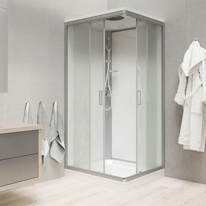 Mereo Sprchový box, štvorcový, 80 cm, satin ALU, sklo Point, z. steny biele, liata vanička, so strieškou CK34172KMSW vyobraziť