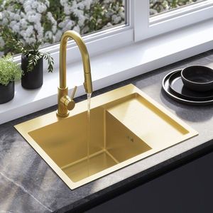 REA REA - Oceľový drez Fín BRUSH GOLD s kuchynskou batériou KPL-96013 vyobraziť