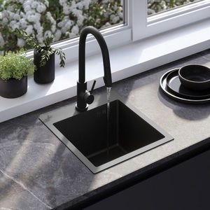 REA - Oceľový drez Leo 40 Black s kuchynskou batériou KPL-96002 vyobraziť