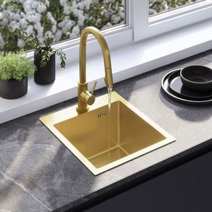 REA REA - Oceľový drez Leo 40 BRUSH GOLD s kuchynskou batériou KPL-96001 vyobraziť